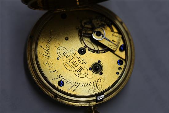 A George V engine turned 18ct gold keywind pocket watch by Brockbank & Atkins, London,